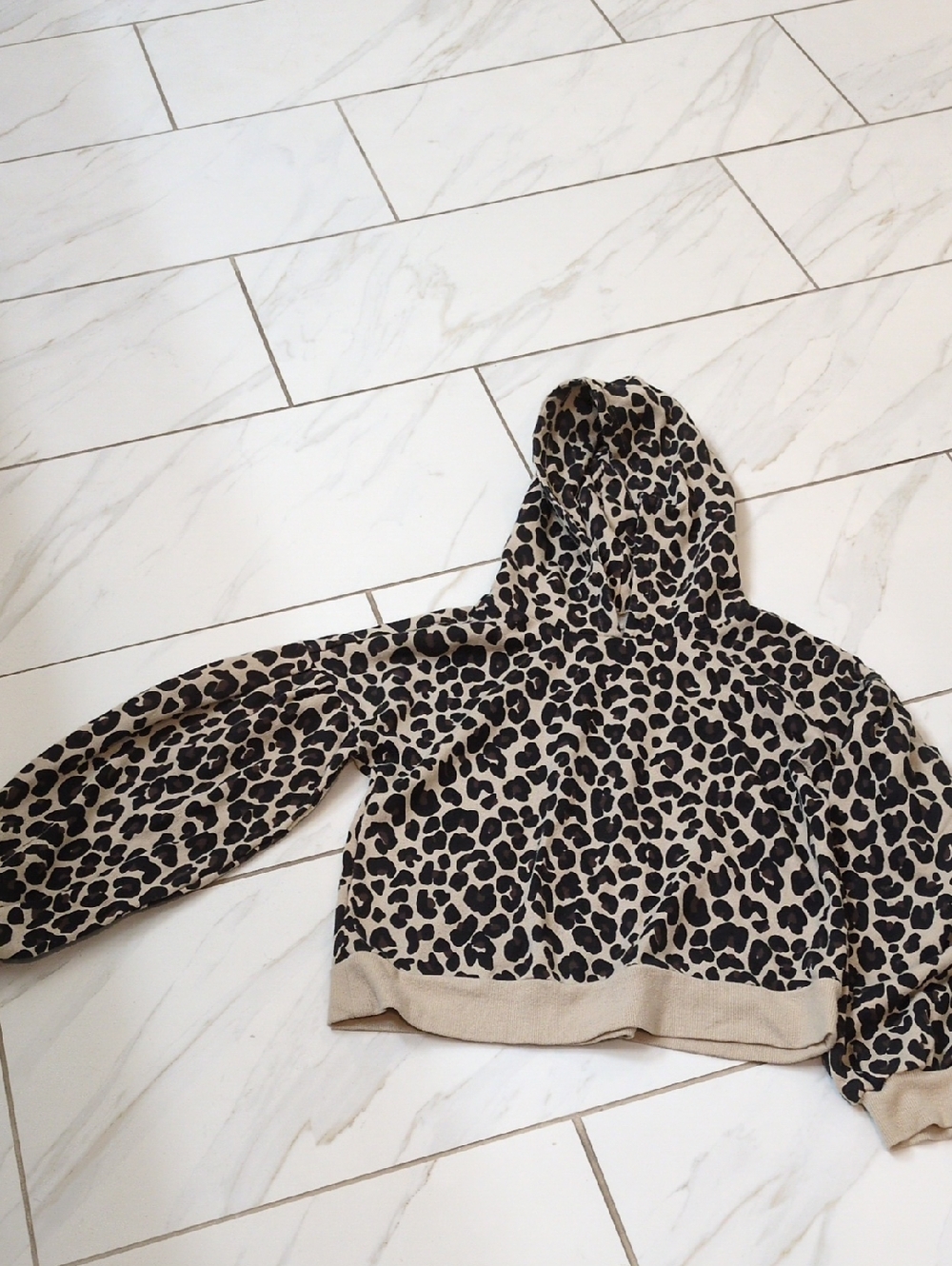 Nordstrom Kids Leopard Hooded Cropped Sweatshirt